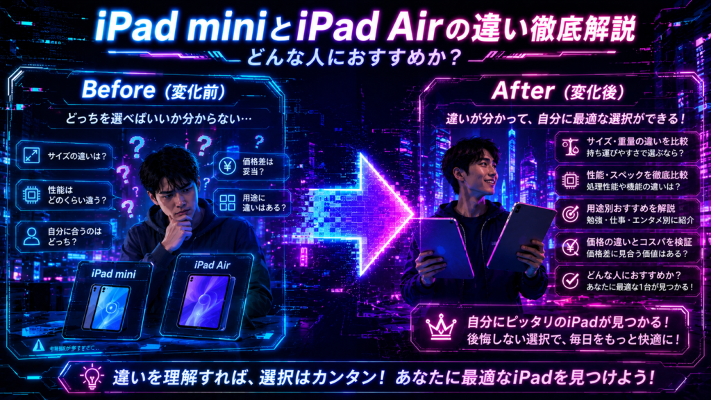iPad miniとiPad Airの違い徹底解説どんな人におすすめか？