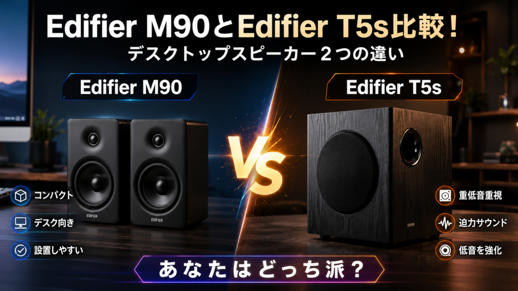 Edifier M90とEdifier 【エディファイア】 T5s比較！デスクトップスピーカー2つの違い
