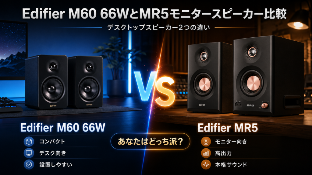 Edifier M60 66WとMR5モニタースピーカー比較