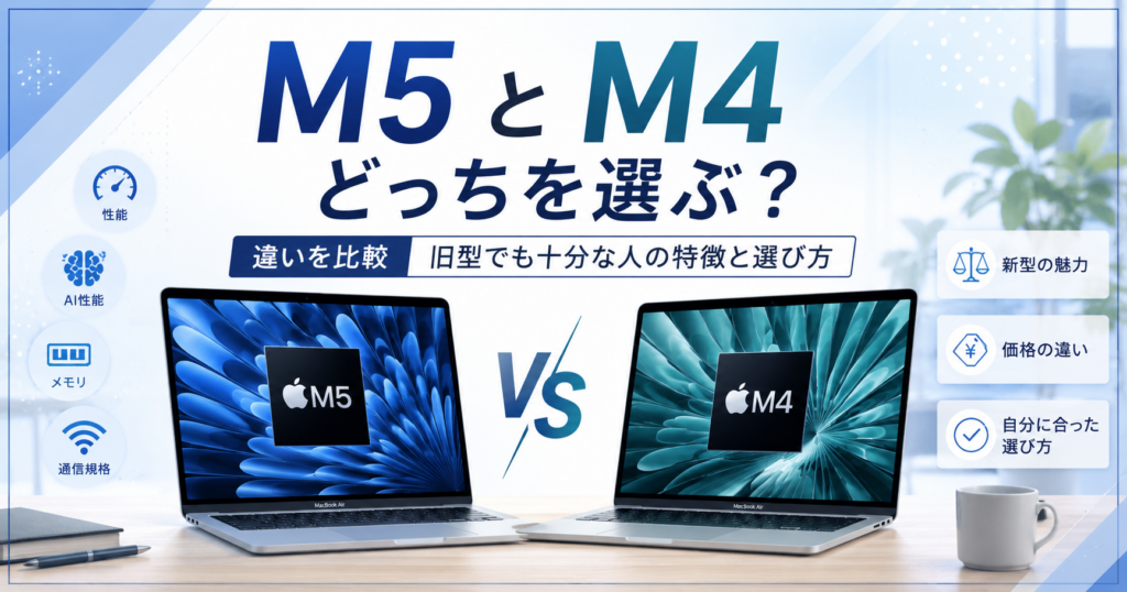 M5 MacBook AirとM4の違いは？旧型でも十分な人の特徴と選び方