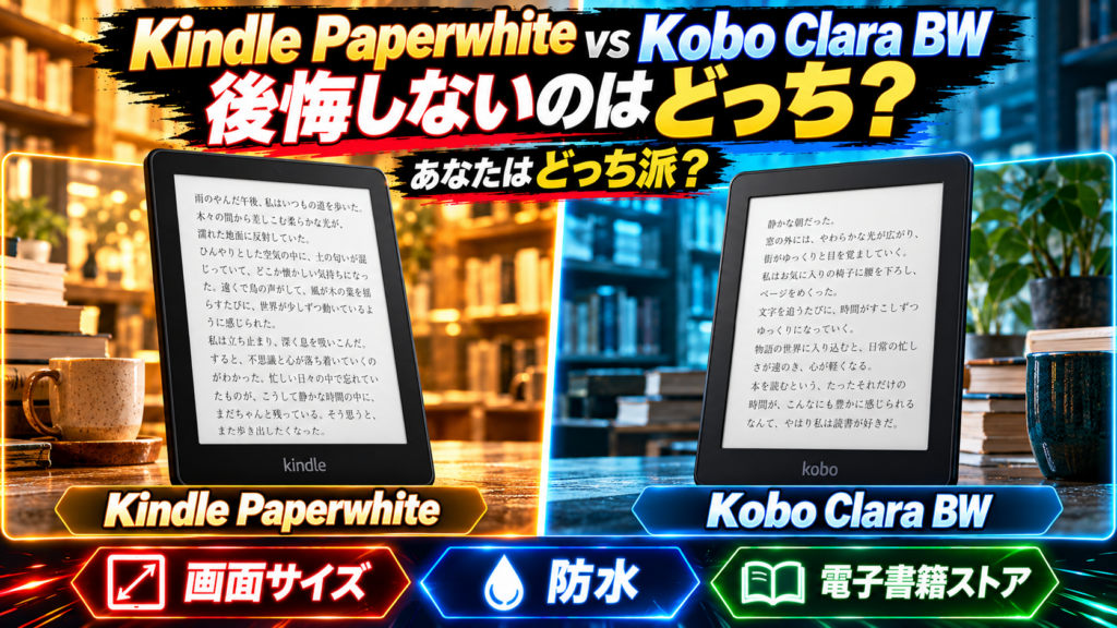 Kindle PaperwhiteとKobo Clara BWを比較｜Amazonと楽天Kobo、後悔しないのはどっち？